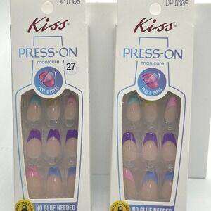 Kiss Press-On Manicure Nails Women Multicolor Lot of 2 24 Nails Per Pack